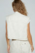 Ivory Ditsy Floral Frayed Edge Denim Vest