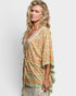 Coral Floral Print Crochet Neck Drawstring Tunic