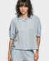 Powder Blue Embroidered Button Front Blouse