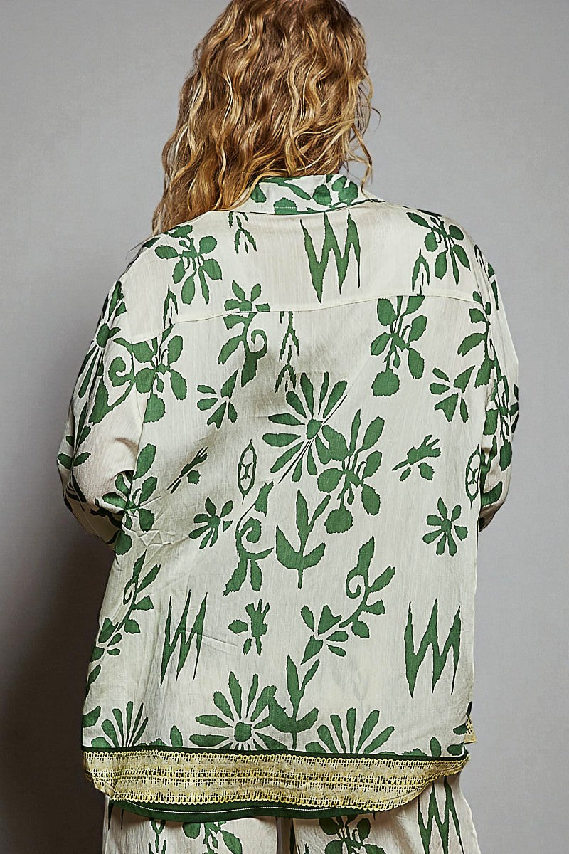 Sage & Ivory Floral Button-Front Shirt