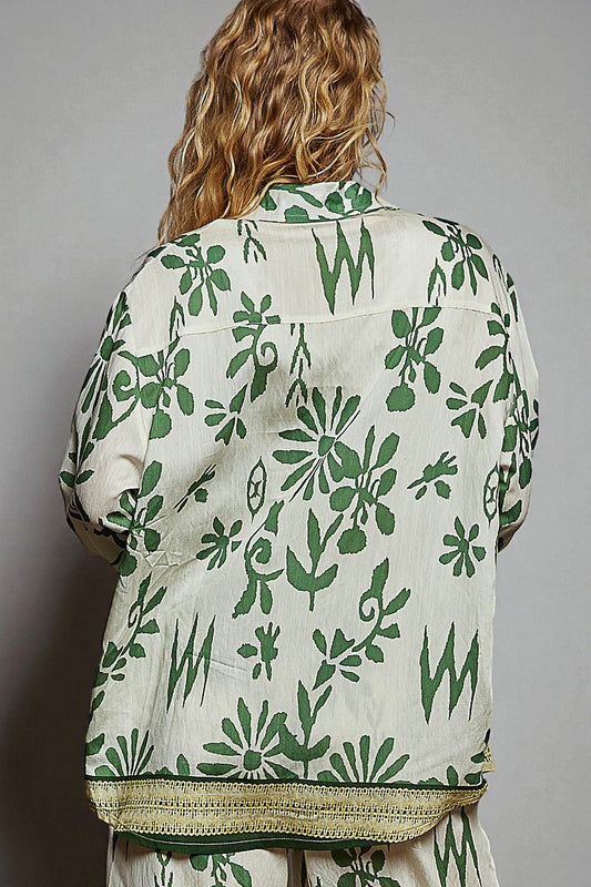 Sage & Ivory Floral Button-Front Shirt