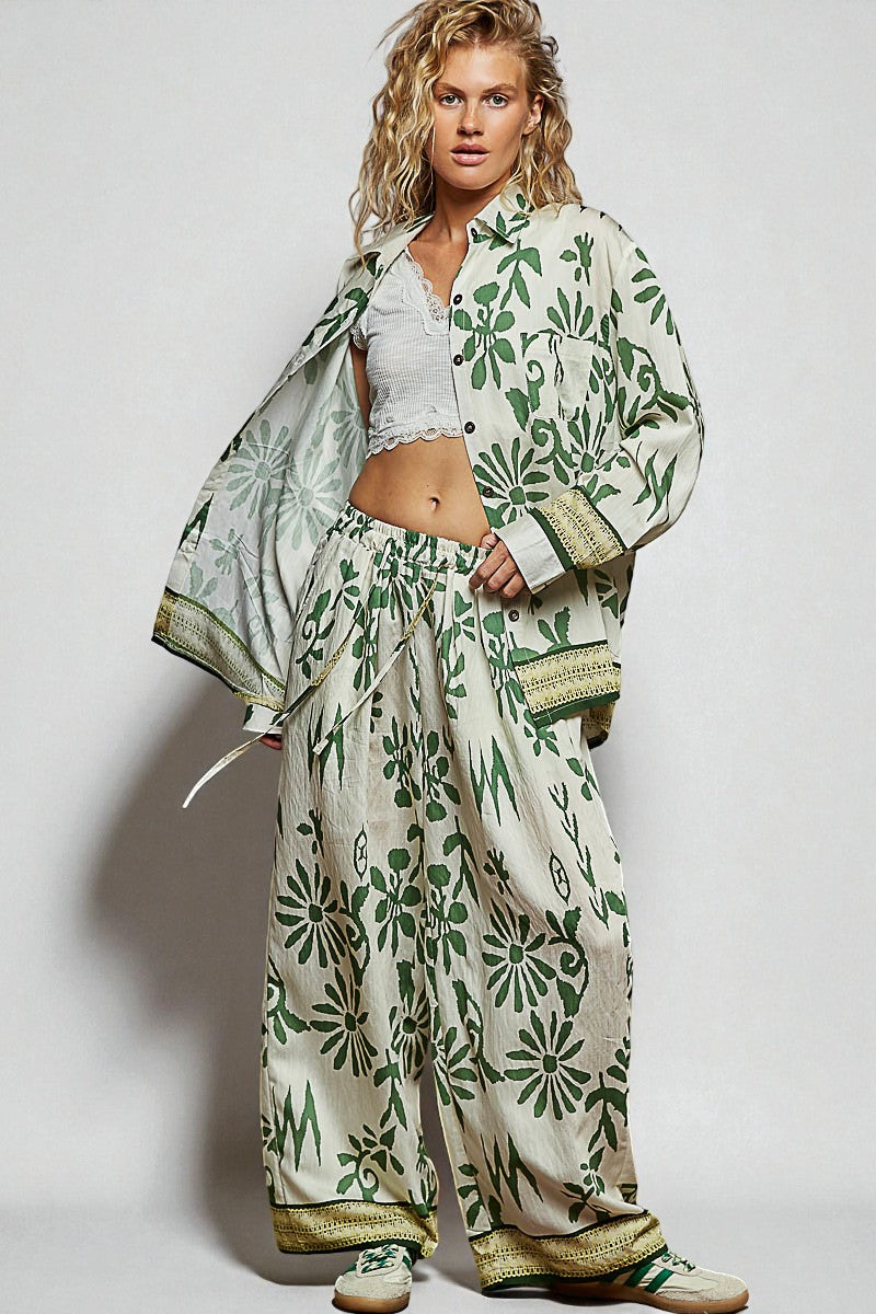 Sage & Ivory Floral Button-Front Shirt