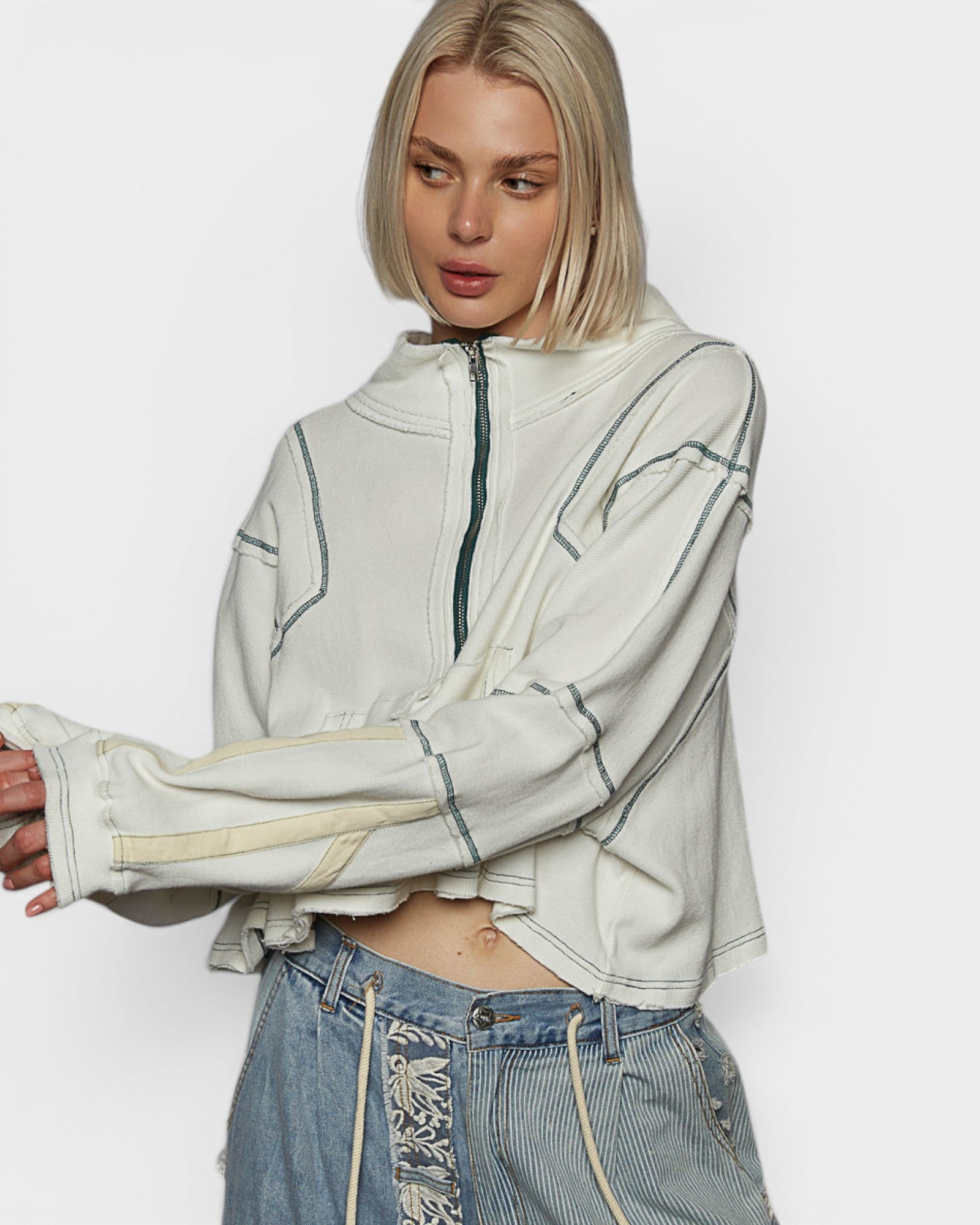 Ivory Half Zip Pullover