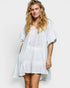 Ivory Cotton Tiered Flutter Sleeve Mini Dress