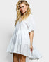 Ivory Cotton Tiered Flutter Sleeve Mini Dress