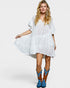 Ivory Cotton Tiered Flutter Sleeve Mini Dress