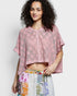 Dusty Rose Crochet Mesh Crop Top