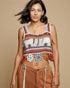 Ivory & Terracotta Crochet Floral Crop Tank