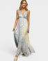 Light Gray Metallic Stripe Maxi Dress