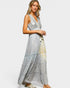 Light Gray Metallic Stripe Maxi Dress