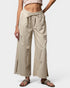 Cream Distressed Wide Leg Pants