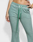 Green checkered pants with a tie detail on a white background
