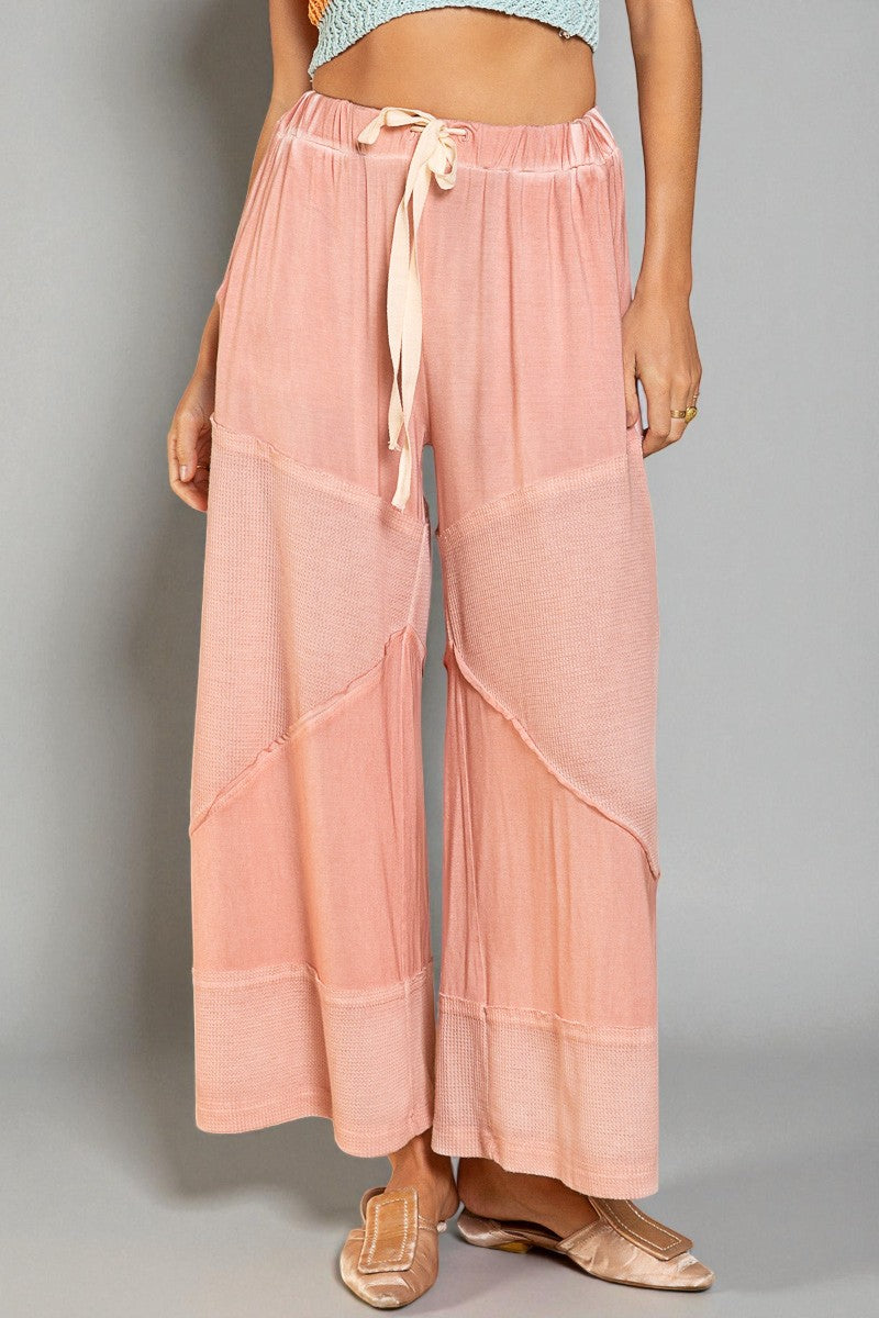 Rose Clay Waffle Patch Drawstring Pants