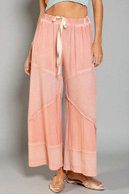 Rose Clay Waffle Patch Drawstring Pants