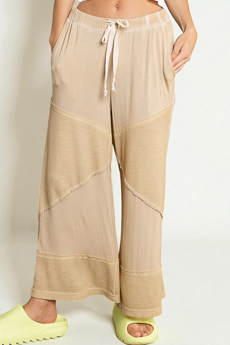 Sand Waffle Patch Drawstring Pants