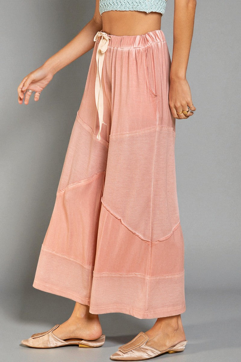 Rose Clay Waffle Patch Drawstring Pants