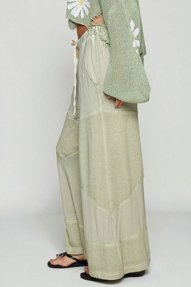 Sage Waffle Patch Drawstring Pants