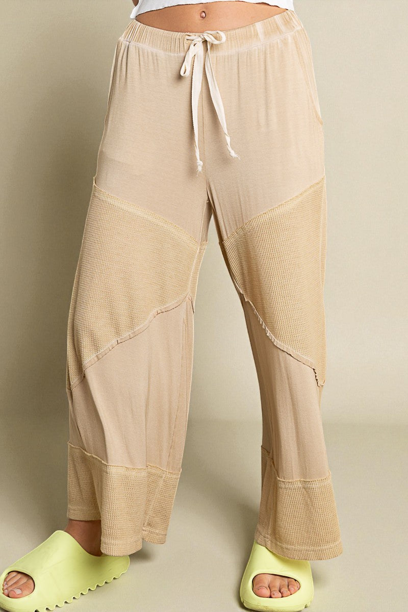 Sand Waffle Patch Drawstring Pants