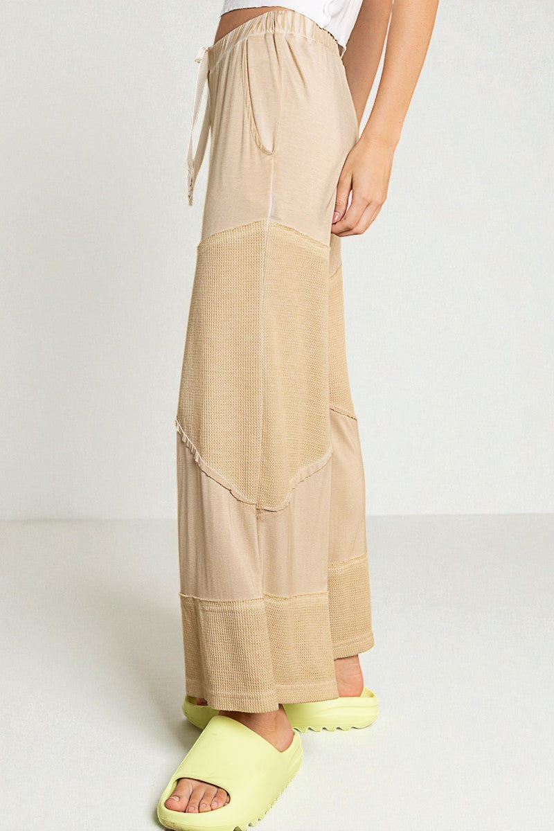 Sand Waffle Patch Drawstring Pants