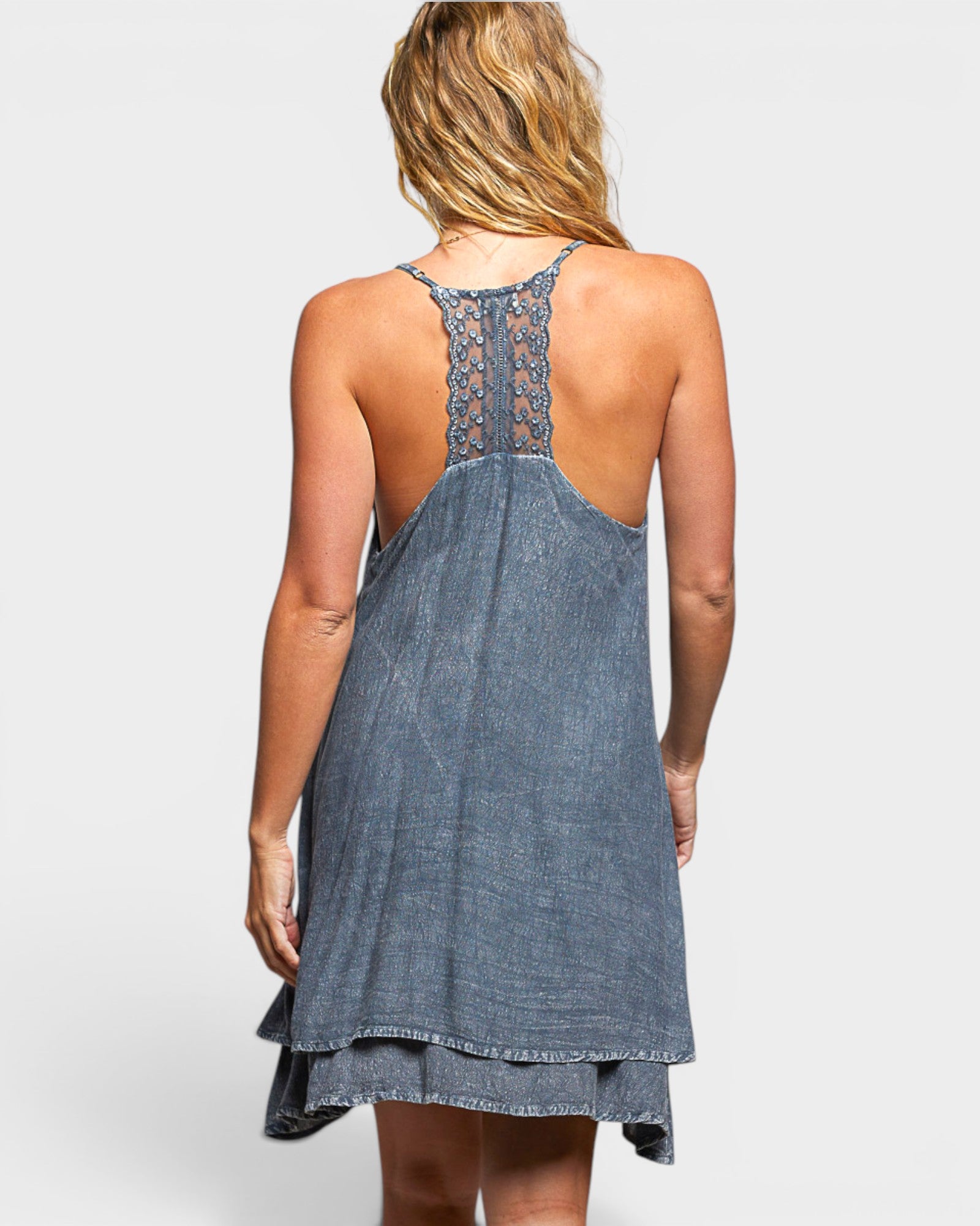 Charcoal Embroidered Racerback Dress