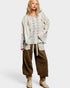 Pale Gray Embroidered Button-Front Blouse