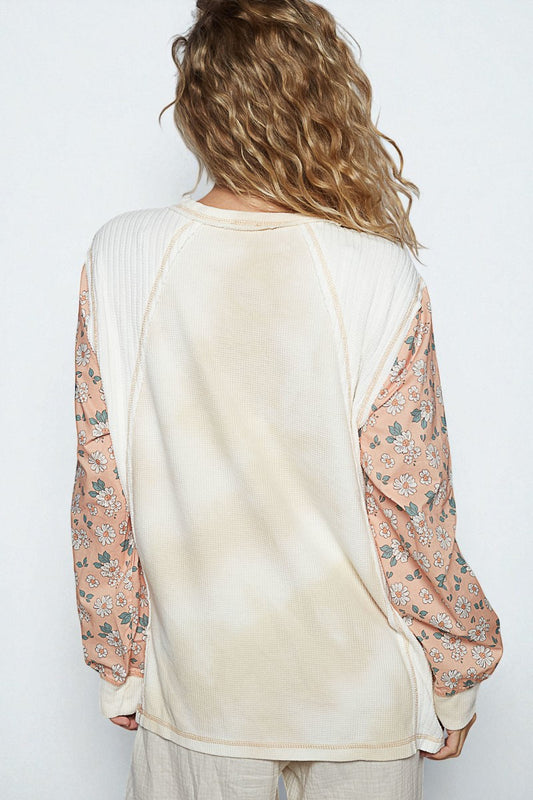 Cream Floral Star Patch Thermal Top