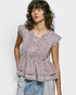 Pink Embroidered Peplum Top