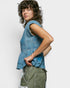 Denim Blue Embroidered Peplum Top