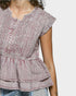 Pink Embroidered Peplum Top