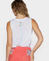 White Contrast Stitch Pocket Tank