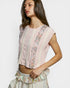 Blush Floral Lace Stripe Cap Sleeve Top