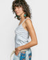 Powder Blue Floral Lace Trim Cami Top