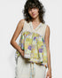 Cream Multi Patchwork Lace Back Tank Top