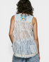 Blue Multi Patchwork Lace Back Tank Top