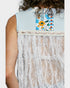 Blue Multi Patchwork Lace Back Tank Top