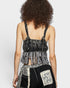 Charcoal Embroidered Fringe Crop Tank