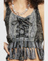 Charcoal Embroidered Fringe Crop Tank