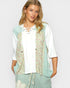 Sage Floral Patchwork Hooded Top
