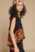 Black Floral Trim Sleeveless Top
