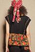 Black Floral Trim Sleeveless Top