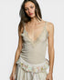 Oatmeal Lace Trim V-Neck Cami