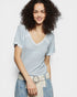 Powder Blue Lace Trim Waffle Knit Top