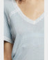 Powder Blue Lace Trim Waffle Knit Top