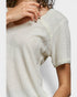 Cream Lace Trim Waffle Knit Top