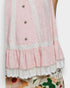 Close-up of a pink dress with lace details on a white background