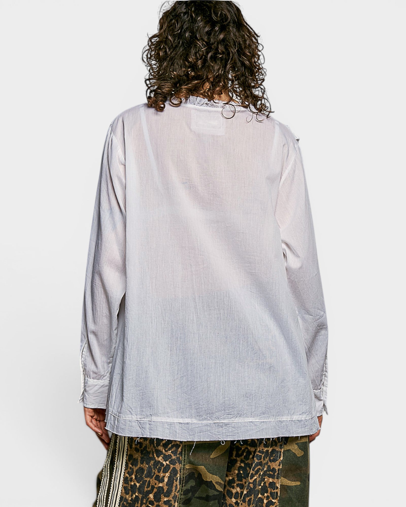 Ivory Ruffle Button Front Cotton Top