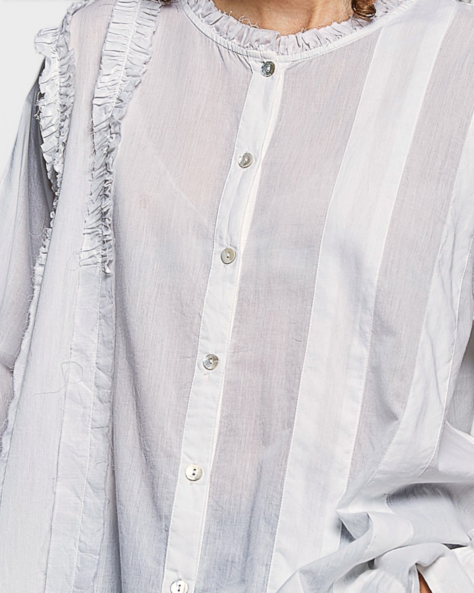 Ivory Ruffle Button Front Cotton Top