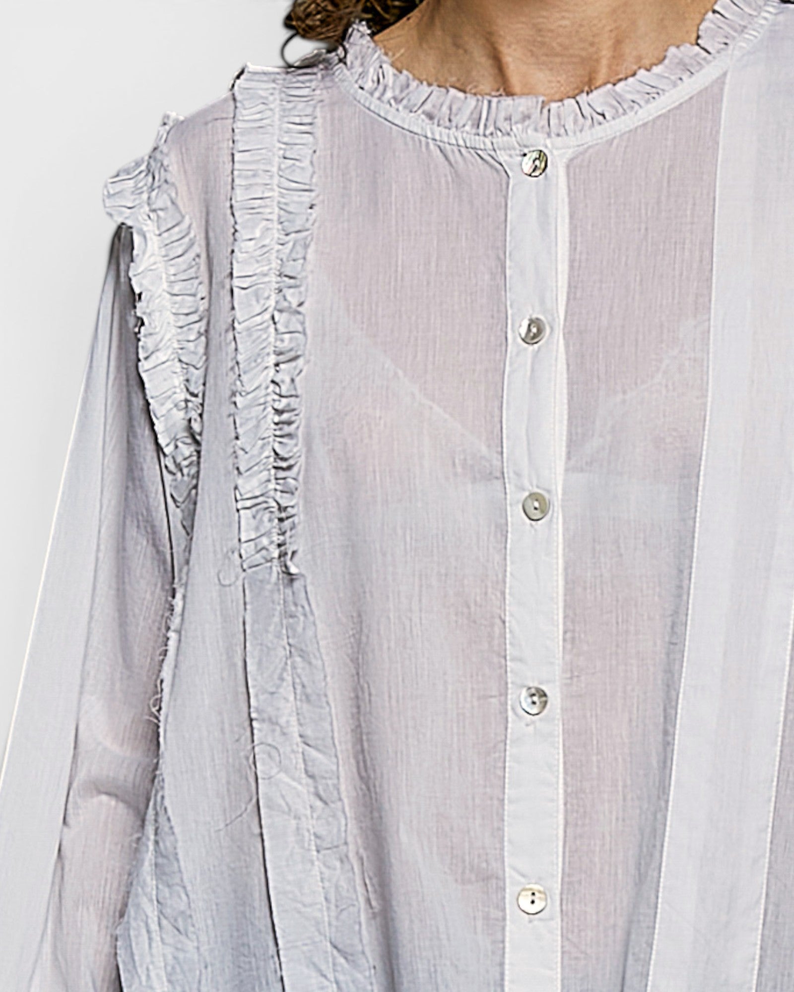 Ivory Ruffle Button Front Cotton Top