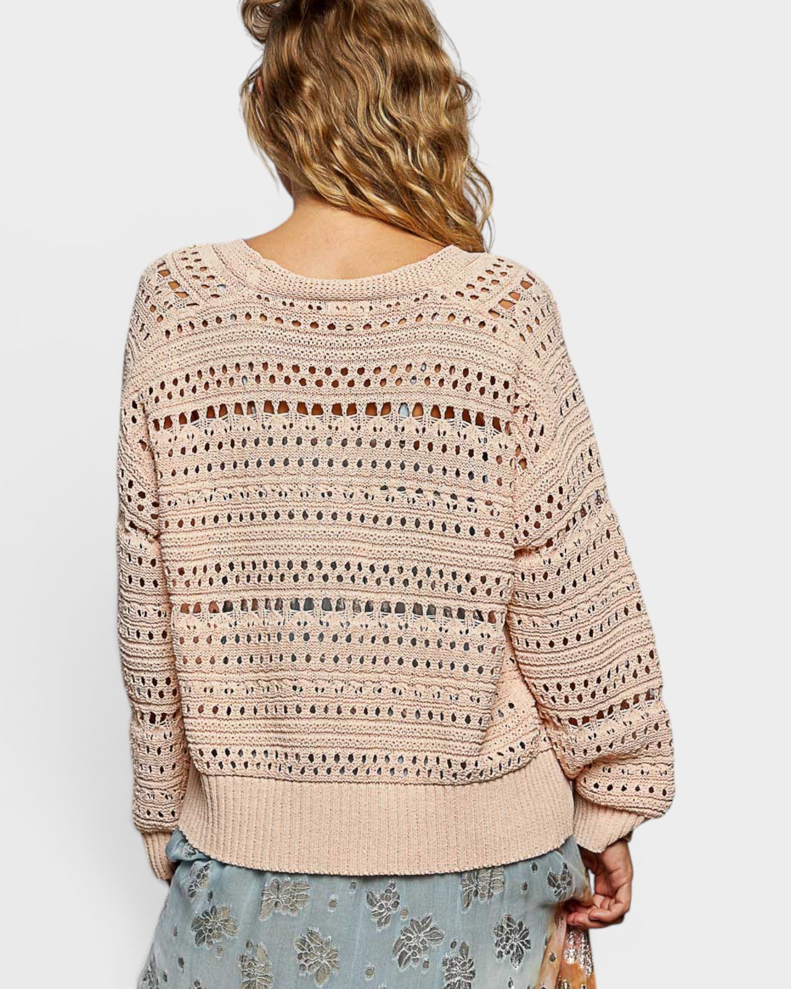 Blush Open Knit Cardigan