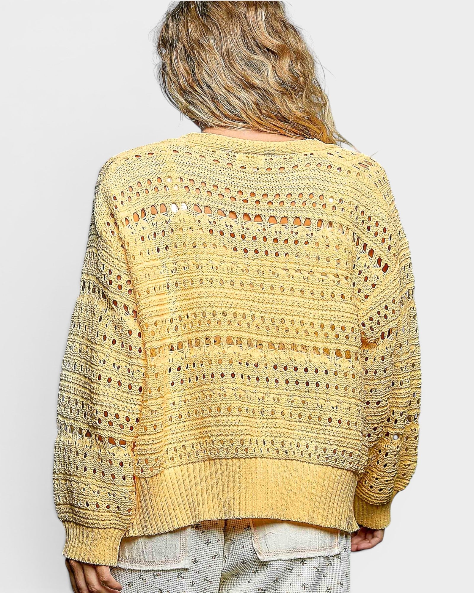 Yellow Open Knit Cardigan